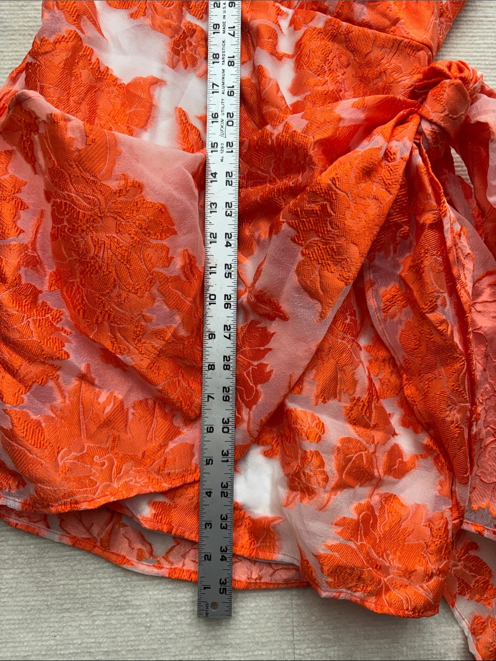 Showpo One-Shoulder Floral Jacquard Dress in Bright Orange - Picture 8 of 8
